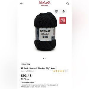 12 pack Big Blanket Yarn Black